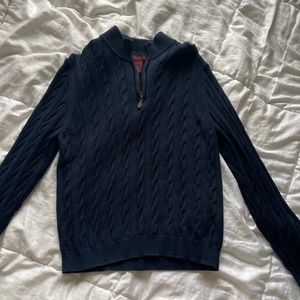 blue quarter zip sweater